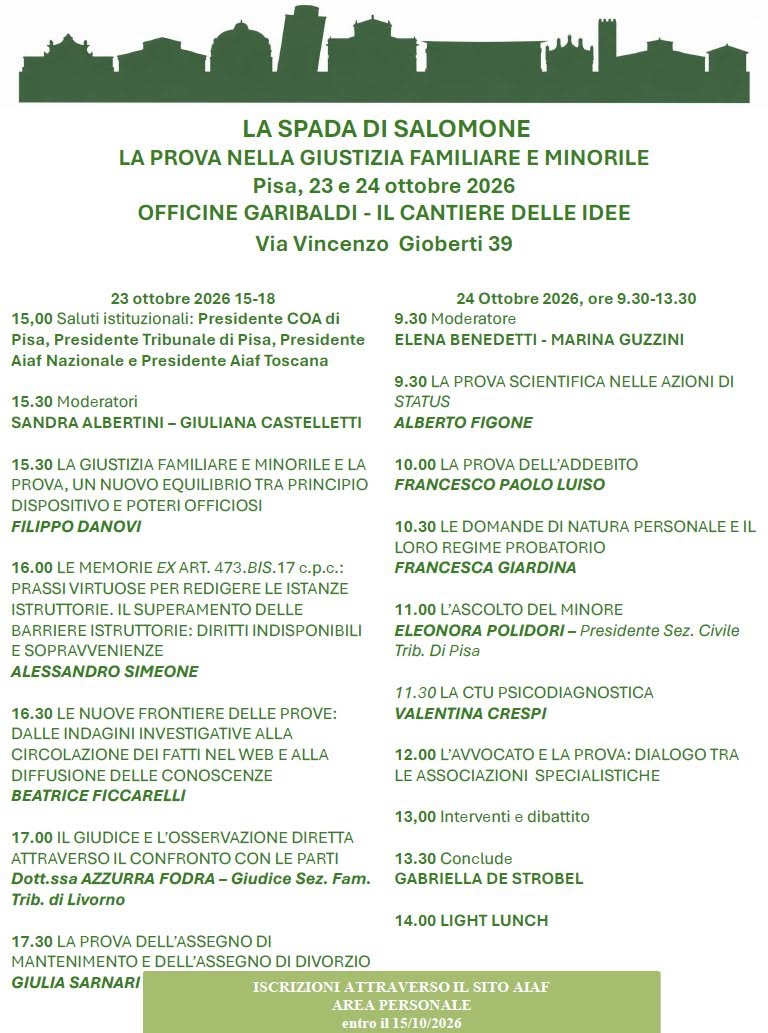 “La spada di Salomone. La prova nella giustizia familiare e minorile”